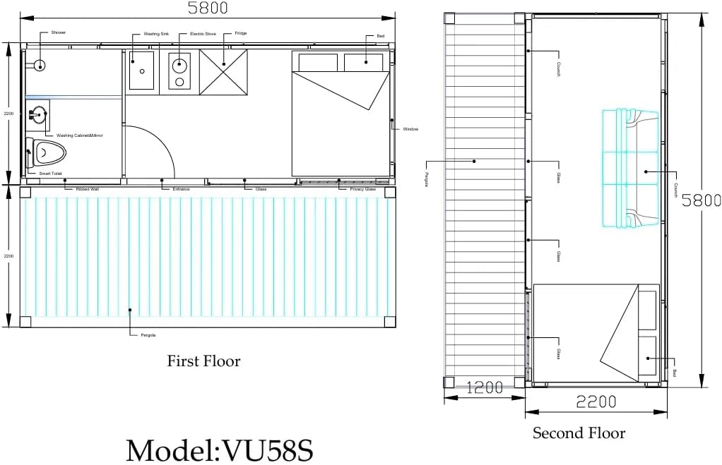 Detachable Luxury 2-Story Tiny House Pod: Space Apple Cabin with Kitchen and Bathroom