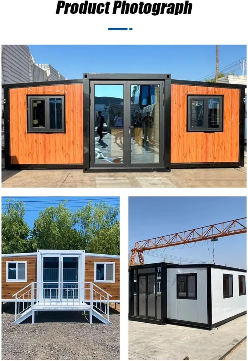 20/40FT Portable Prefab Tiny House with 3 Bedrooms, Full Bathroom, and Kitchen - 2-Story Container Home for Adults