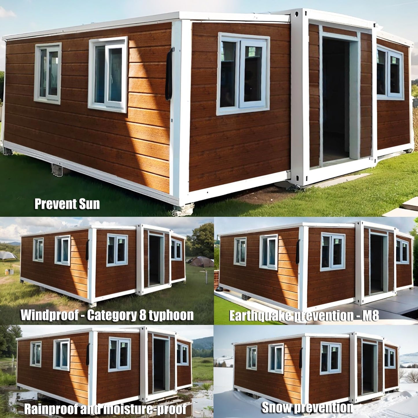 20 FT Foldable Expandable Container Home | 1-Bedroom Prefab Tiny House with Kitchen & Bathroom | Modular Mobile Home for Sale